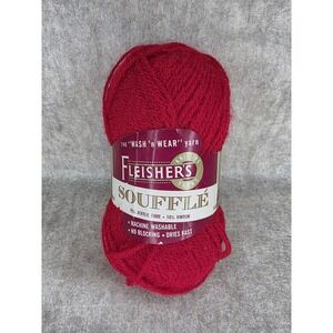 Vintage Fleisher's Souffle Yarn #550 Red 1.75 oz. 90% Acrylic & 10% Vinyon New‎